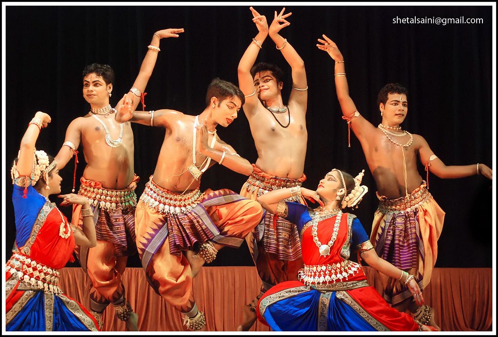 Students practising classical dance movements together